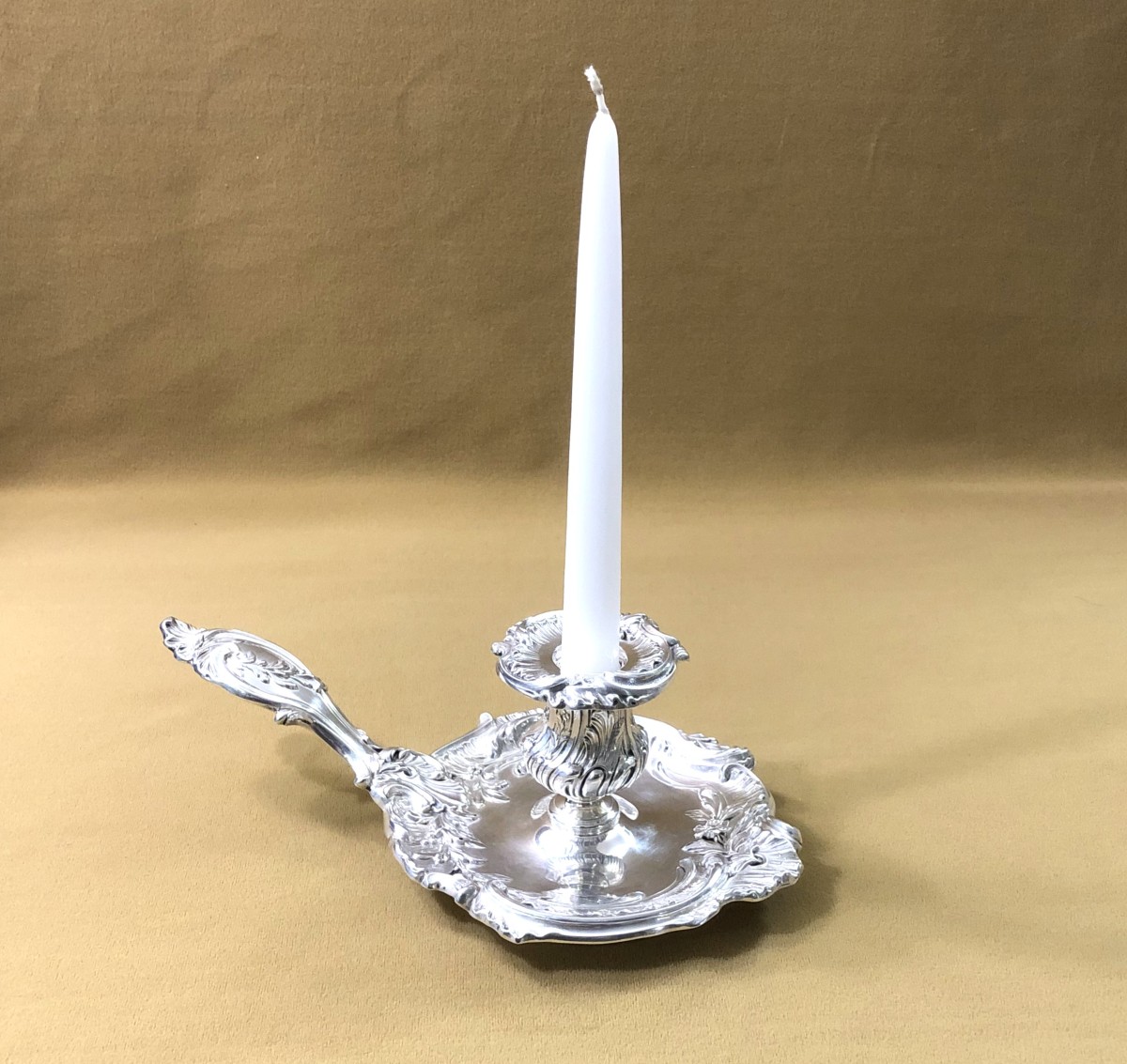 Antique Solid Silver Hand Candle Holder Minerve By Louis Ray