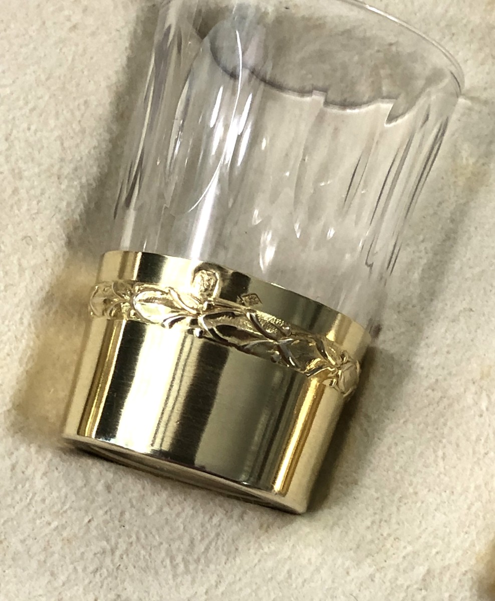 PAUL FOUCARD service à liqueurs en cristal taillé et vermeil poinçon MINERVE-photo-3