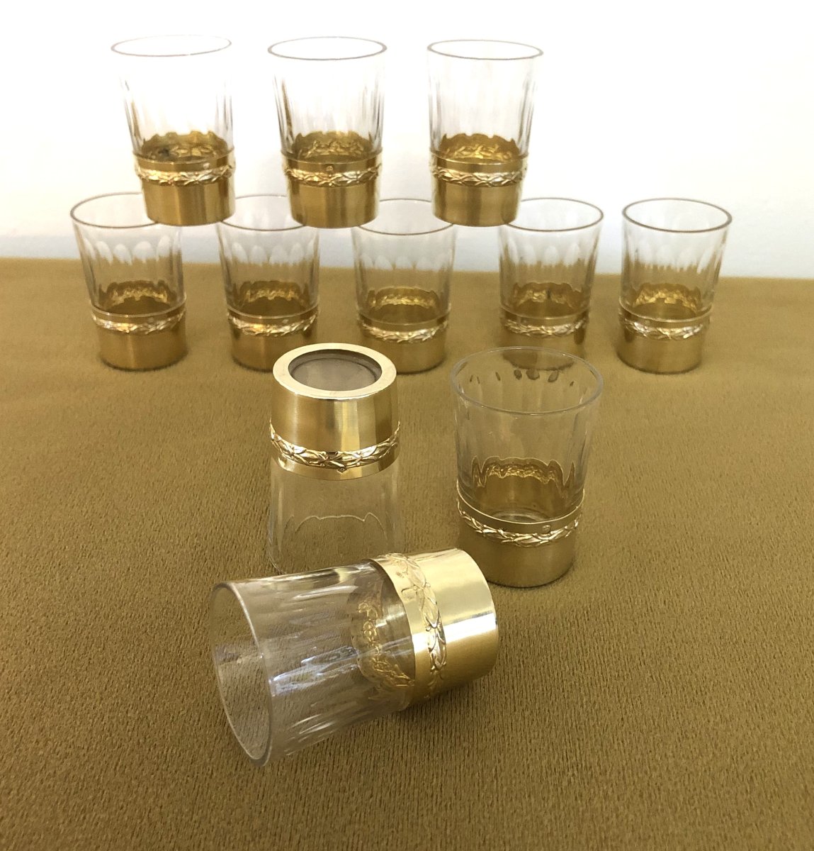 PAUL FOUCARD service à liqueurs en cristal taillé et vermeil poinçon MINERVE-photo-6