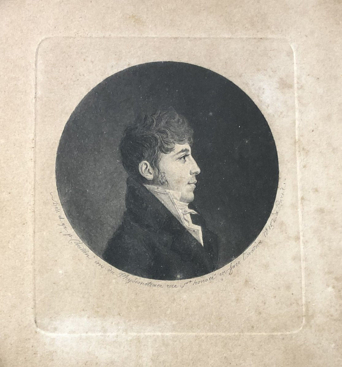 Old Physionotrace By Chretien, Portrait Of A Gentleman From The End Of The 18th Century-photo-2