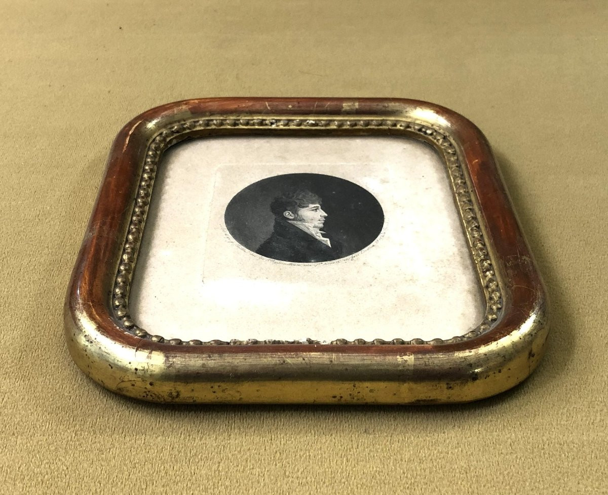 Old Physionotrace By Chretien, Portrait Of A Gentleman From The End Of The 18th Century-photo-4