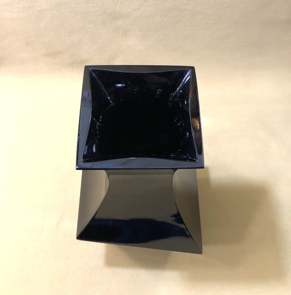 Baccarat - Asymmetrical Black Crystal Vase Stamped - 27 Cm-photo-5