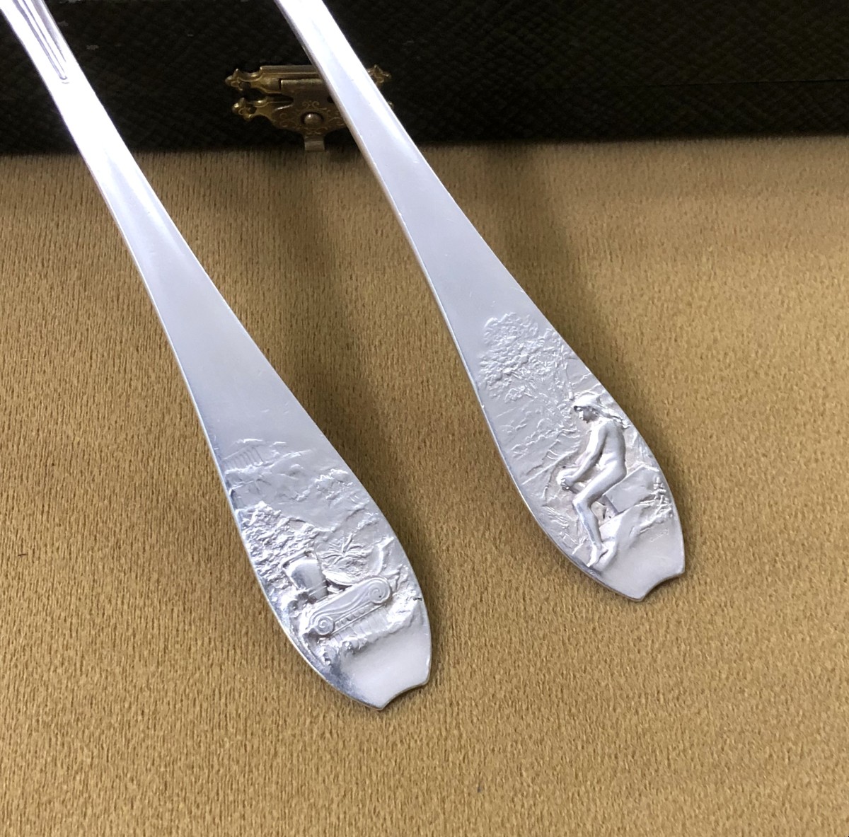 Christofle Art Nouveau Cutlery In Solid Silver Minerve Signed O. Roty-photo-2