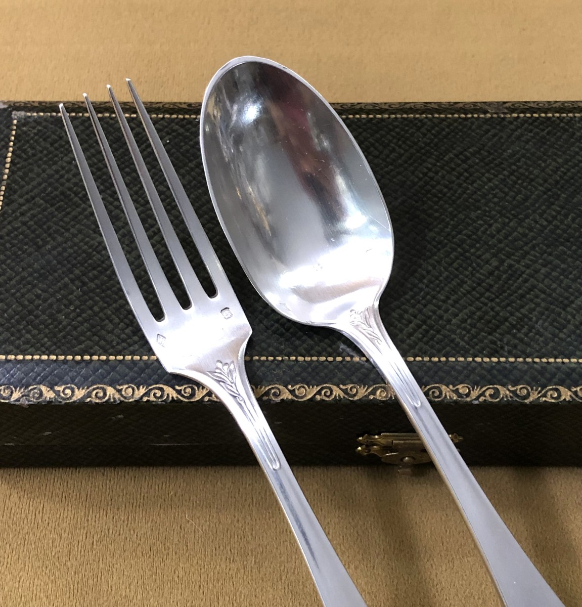 Christofle Art Nouveau Cutlery In Solid Silver Minerve Signed O. Roty-photo-3