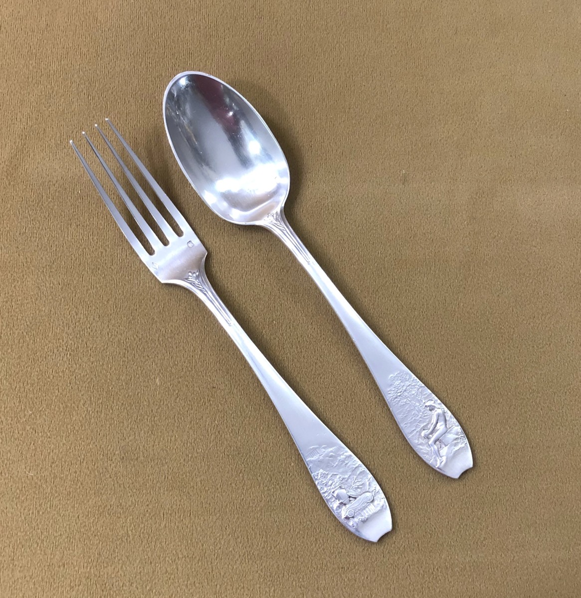 Christofle Art Nouveau Cutlery In Solid Silver Minerve Signed O. Roty-photo-4