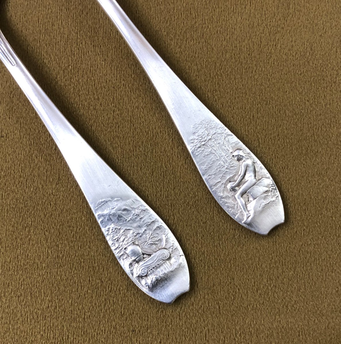 Christofle Art Nouveau Cutlery In Solid Silver Minerve Signed O. Roty-photo-1