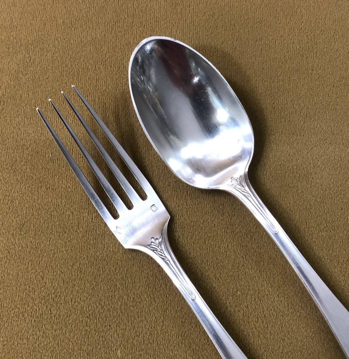 Christofle Art Nouveau Cutlery In Solid Silver Minerve Signed O. Roty-photo-2