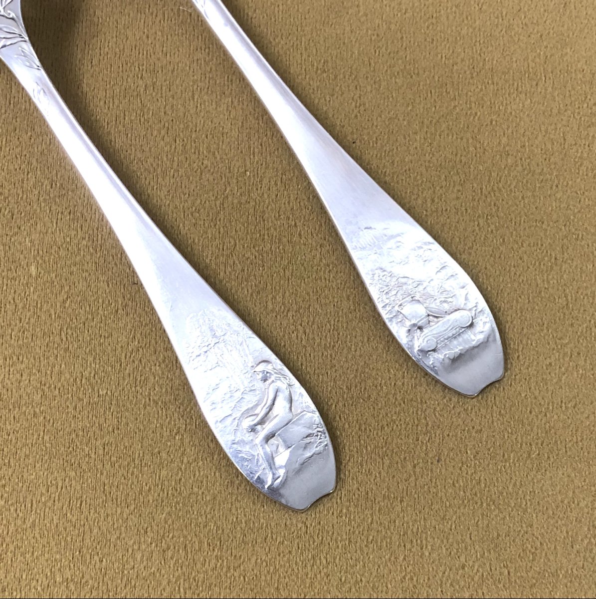 Christofle Art Nouveau Cutlery In Solid Silver Minerve Signed O. Roty-photo-5