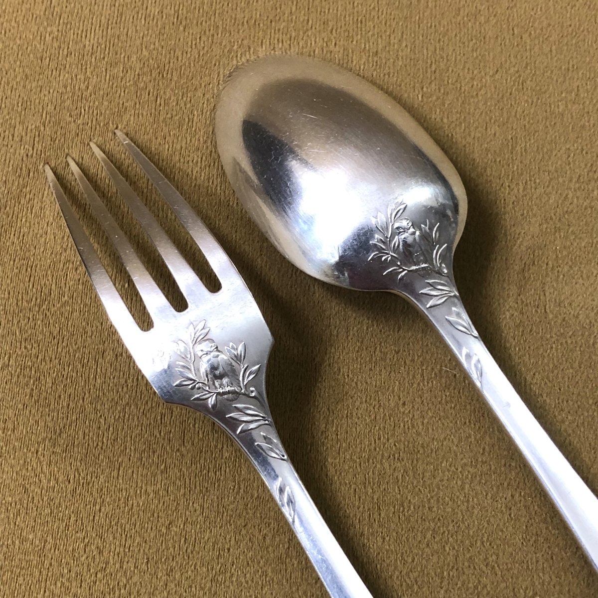 Christofle Art Nouveau Cutlery In Solid Silver Minerve Signed O. Roty-photo-6