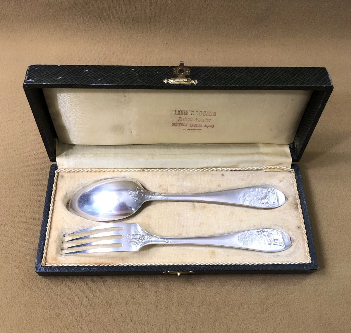 Christofle Art Nouveau Cutlery In Solid Silver Minerve Signed O. Roty-photo-7