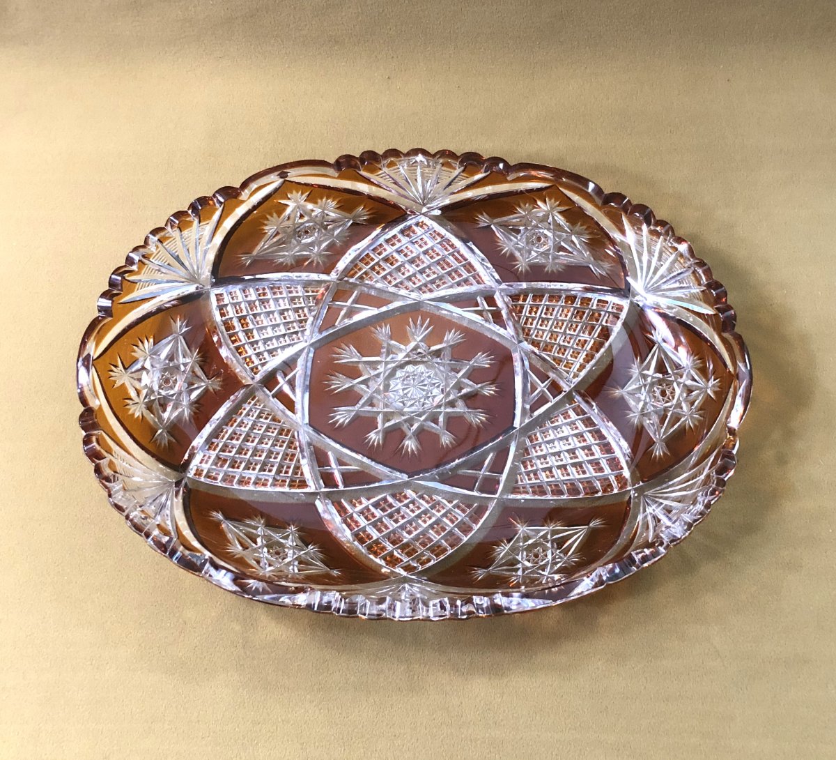 Baccarat - Antique Orange-lined Cut Crystal Tray, Mandarin Model-photo-3