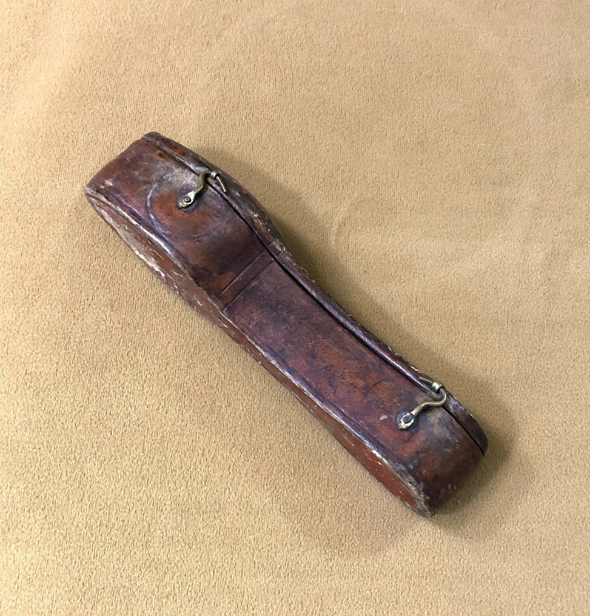 Old Leather Shaped Case For Small Solid Silver Spoons, 18th Century-photo-3