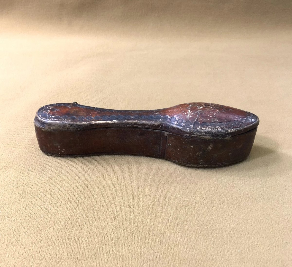 Old Leather Shaped Case For Small Solid Silver Spoons, 18th Century-photo-5