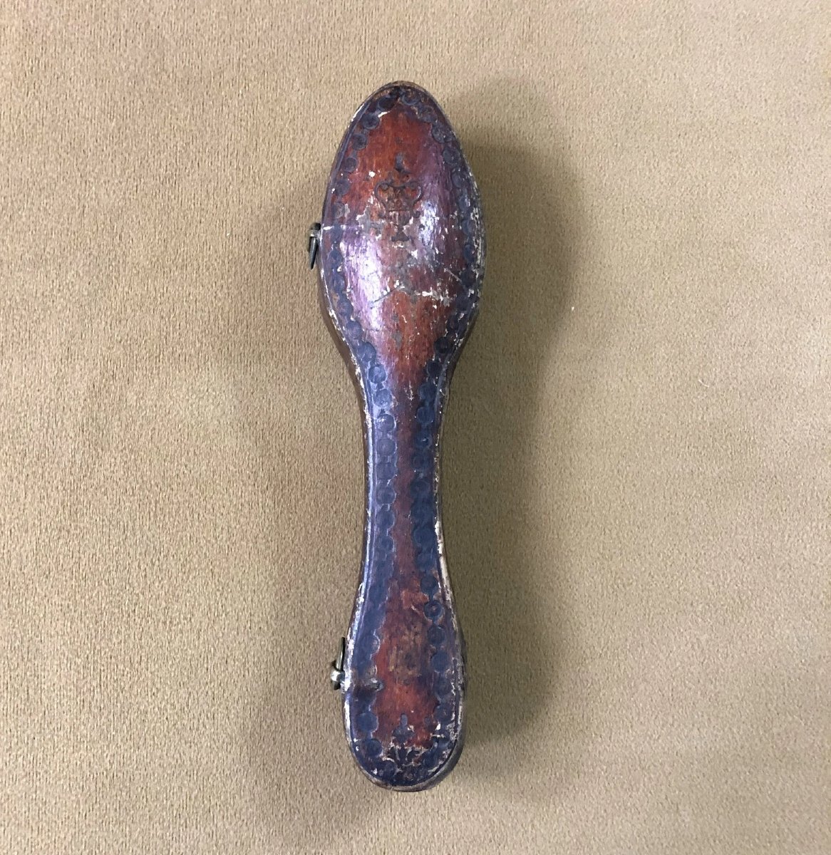 Old Leather Shaped Case For Small Solid Silver Spoons, 18th Century-photo-6
