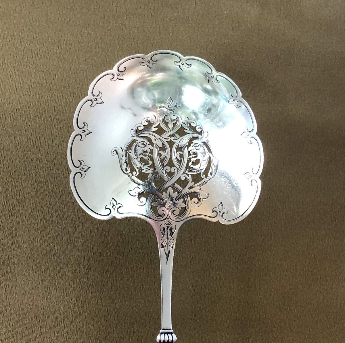 Charles Merite - Solid Silver And Vermeil Strawberry Shovel Minerva Neo Gothic Decor-photo-1