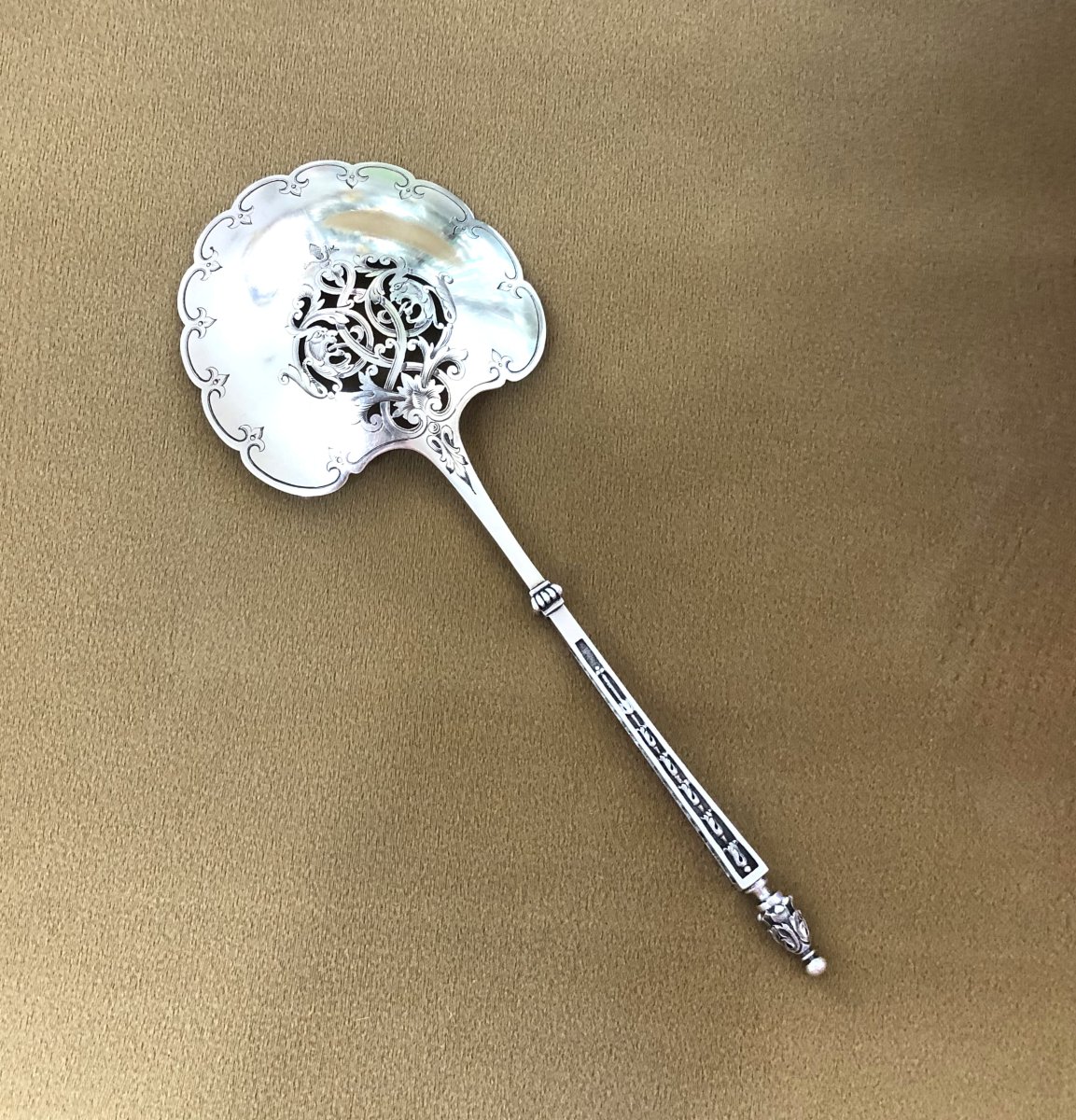 Charles Merite - Solid Silver And Vermeil Strawberry Shovel Minerva Neo Gothic Decor-photo-2