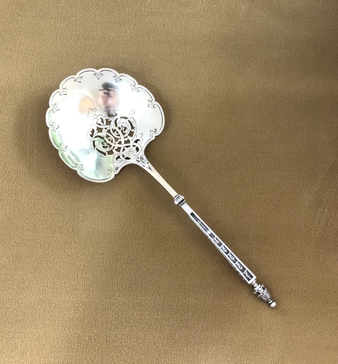 Charles Merite - Solid Silver And Vermeil Strawberry Shovel Minerva Neo Gothic Decor-photo-3