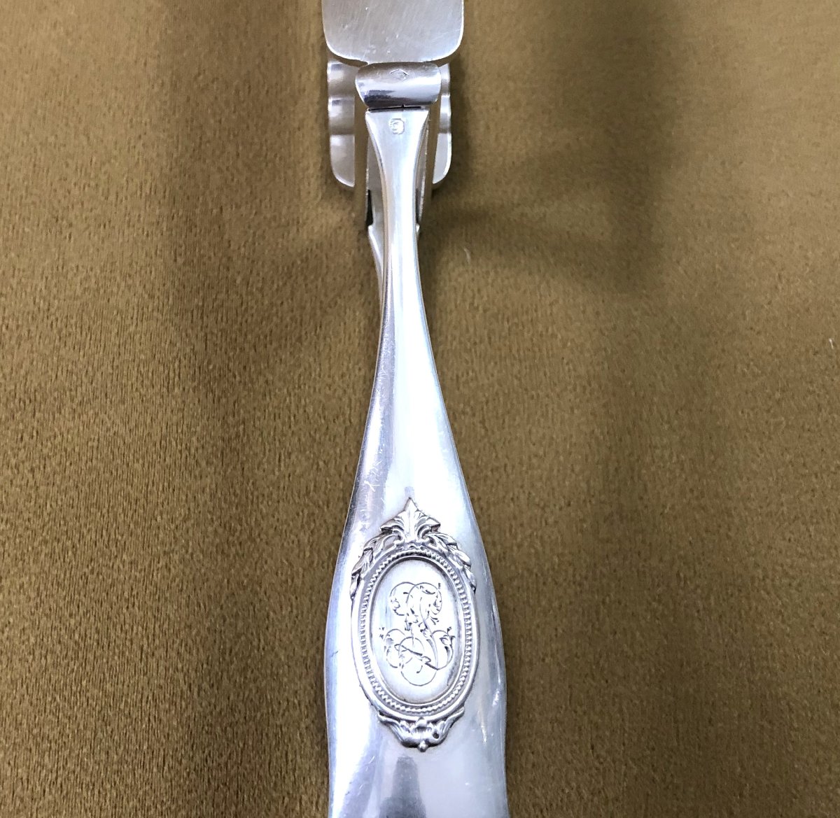 Hénin & Fils - Minerve Solid Silver Asparagus Tongs-photo-5
