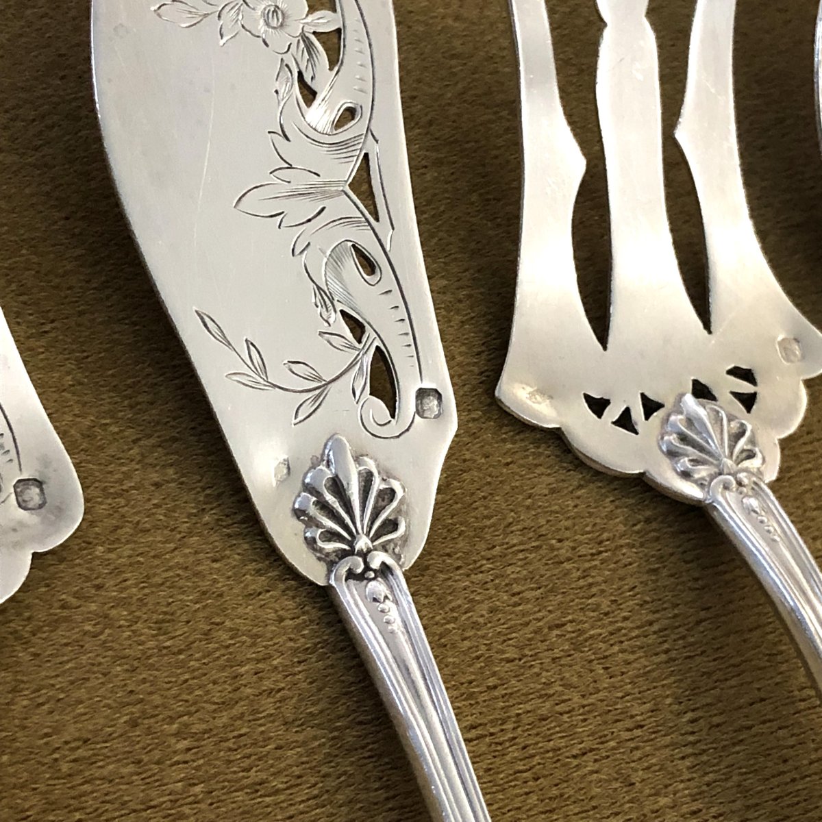 Pierre Bezon - 4 Solid Silver Serving Cutlery Sets Minerve Model Empire-photo-4