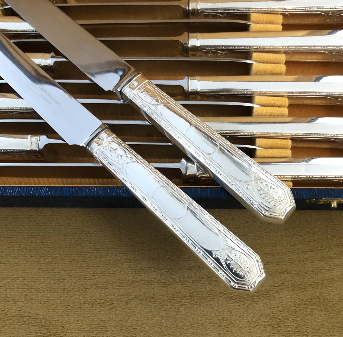 Christofle And Cardeilhac - 12 Dessert Knives - Brienne Model-photo-2