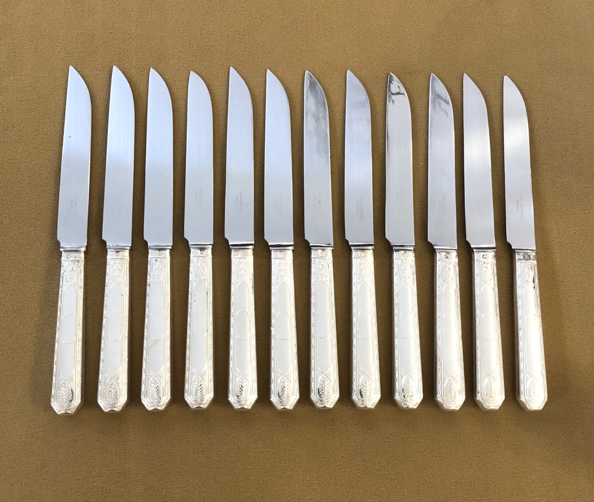 Christofle And Cardeilhac - 12 Dessert Knives - Brienne Model-photo-1