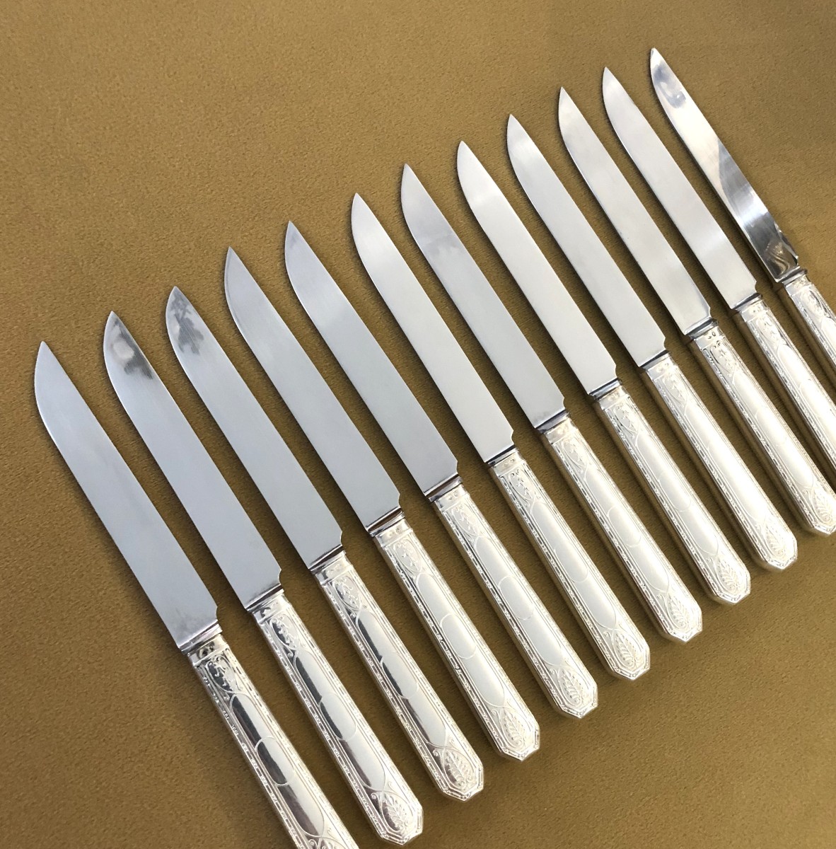 Christofle And Cardeilhac - 12 Dessert Knives - Brienne Model-photo-5