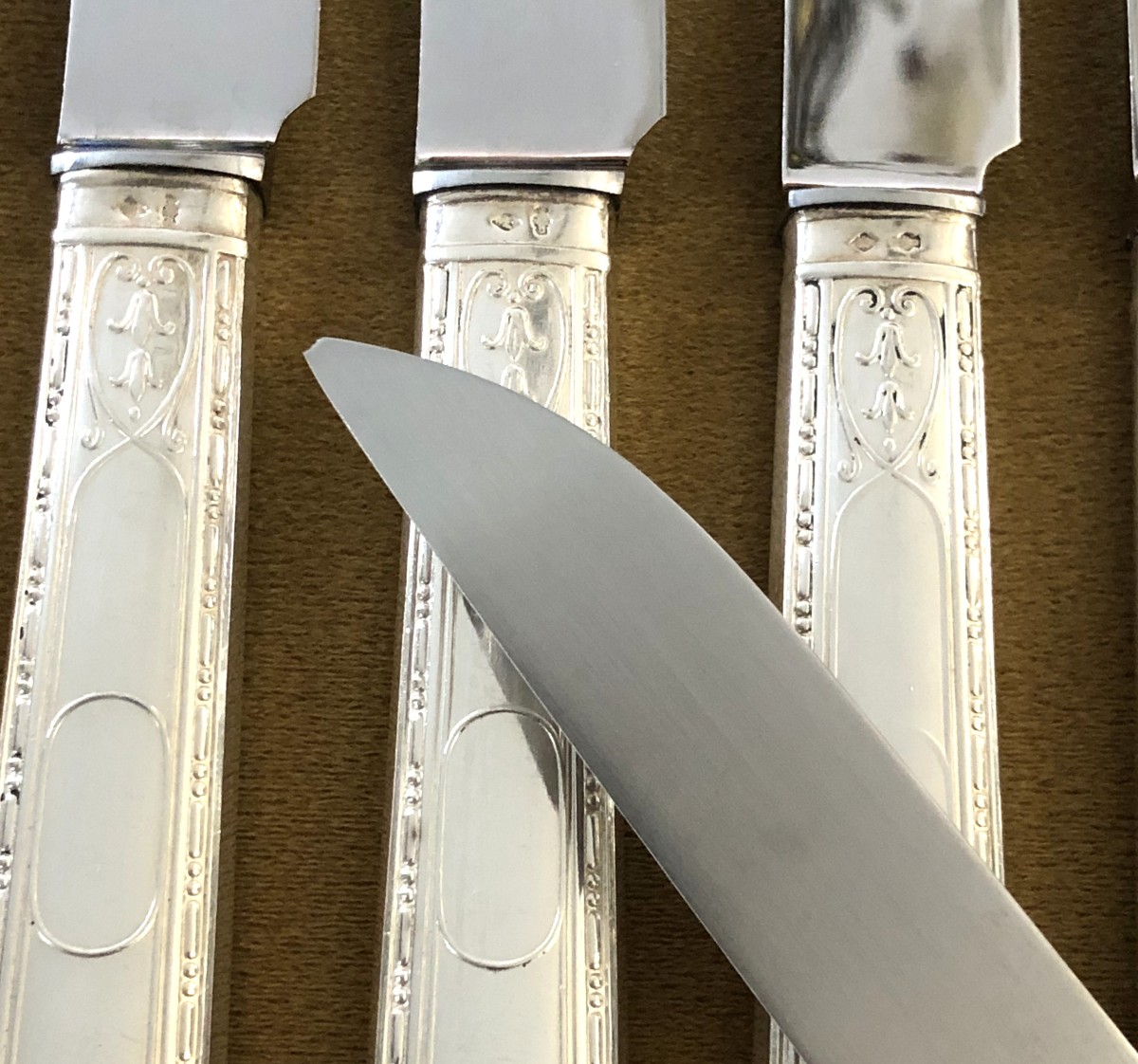 Christofle And Cardeilhac - 12 Dessert Knives - Brienne Model-photo-7