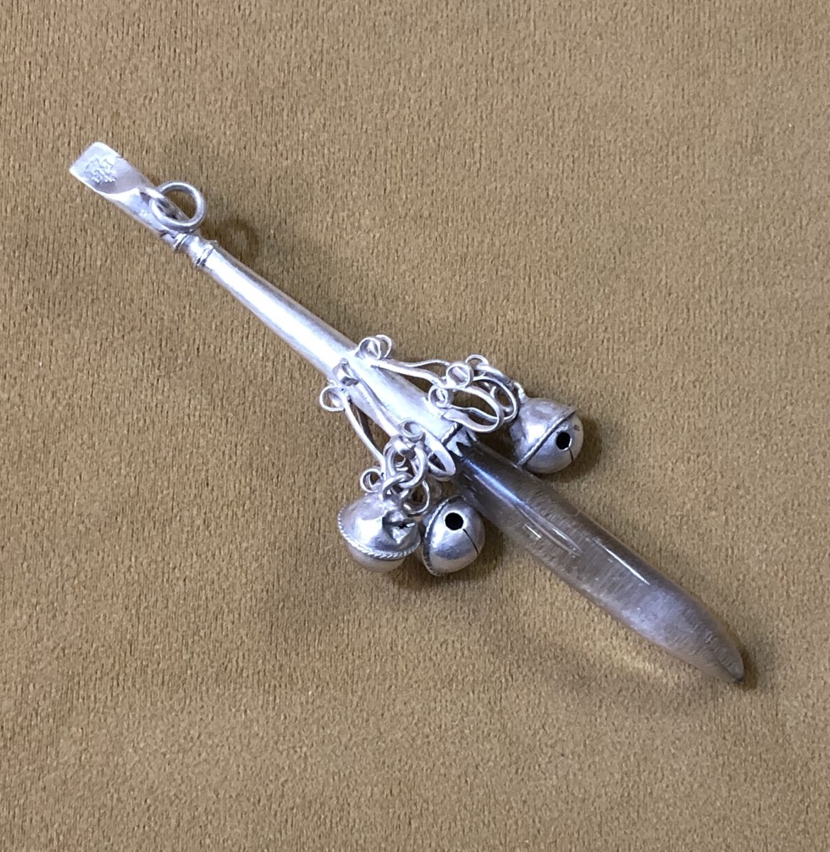 Antique 18th Century Solid Silver And Rock Crystal Rattle With Bells-photo-2