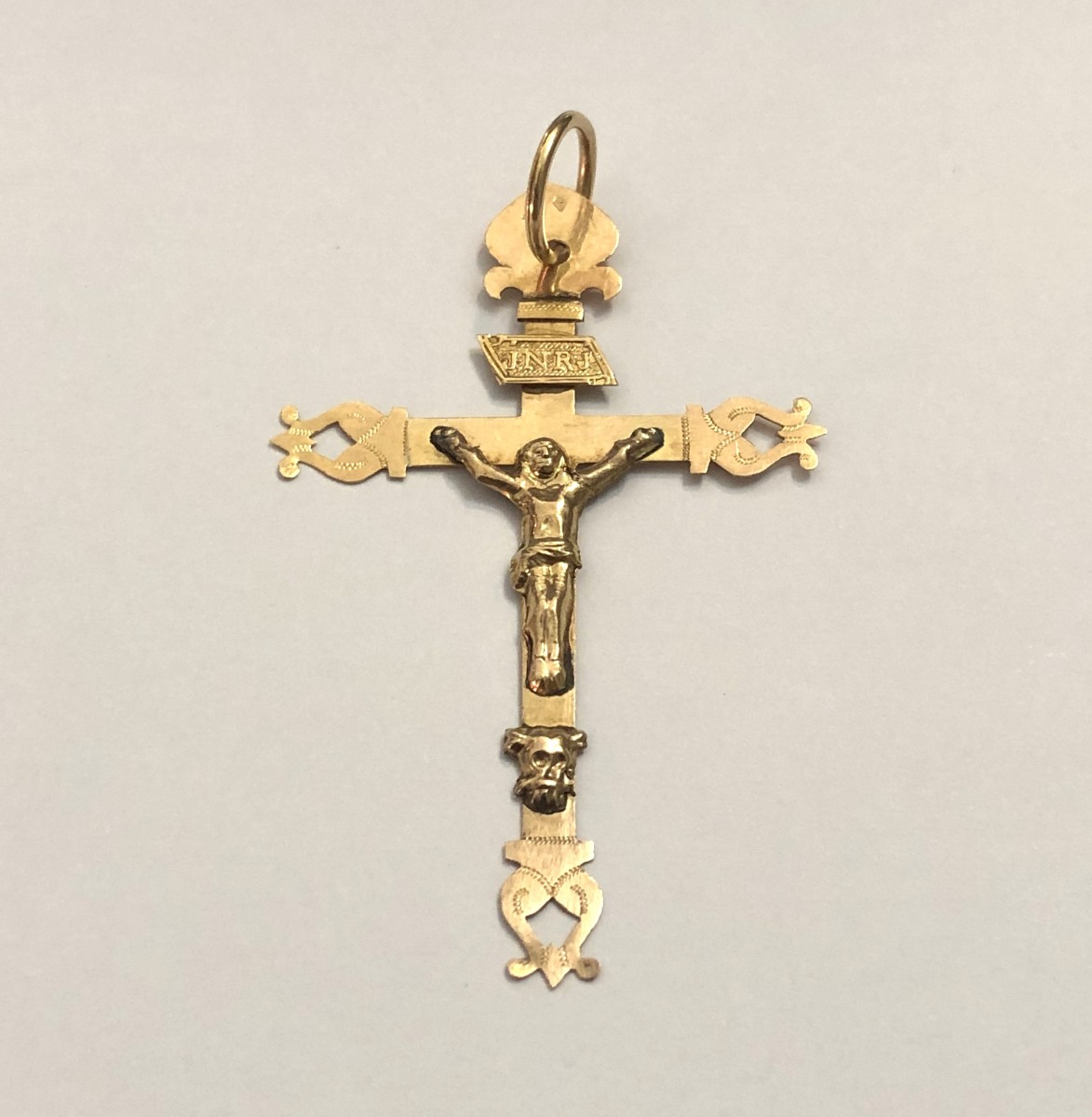 Bijoux ancien - pendentif régional croix d'abbesse ou croix Jeannette en or 18 carats -photo-2