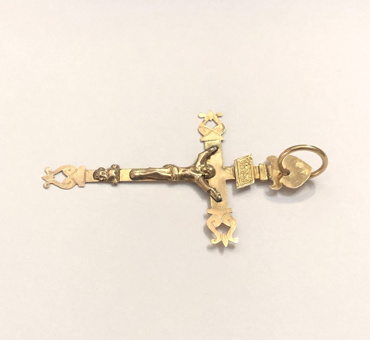 Bijoux ancien - pendentif régional croix d'abbesse ou croix Jeannette en or 18 carats -photo-3