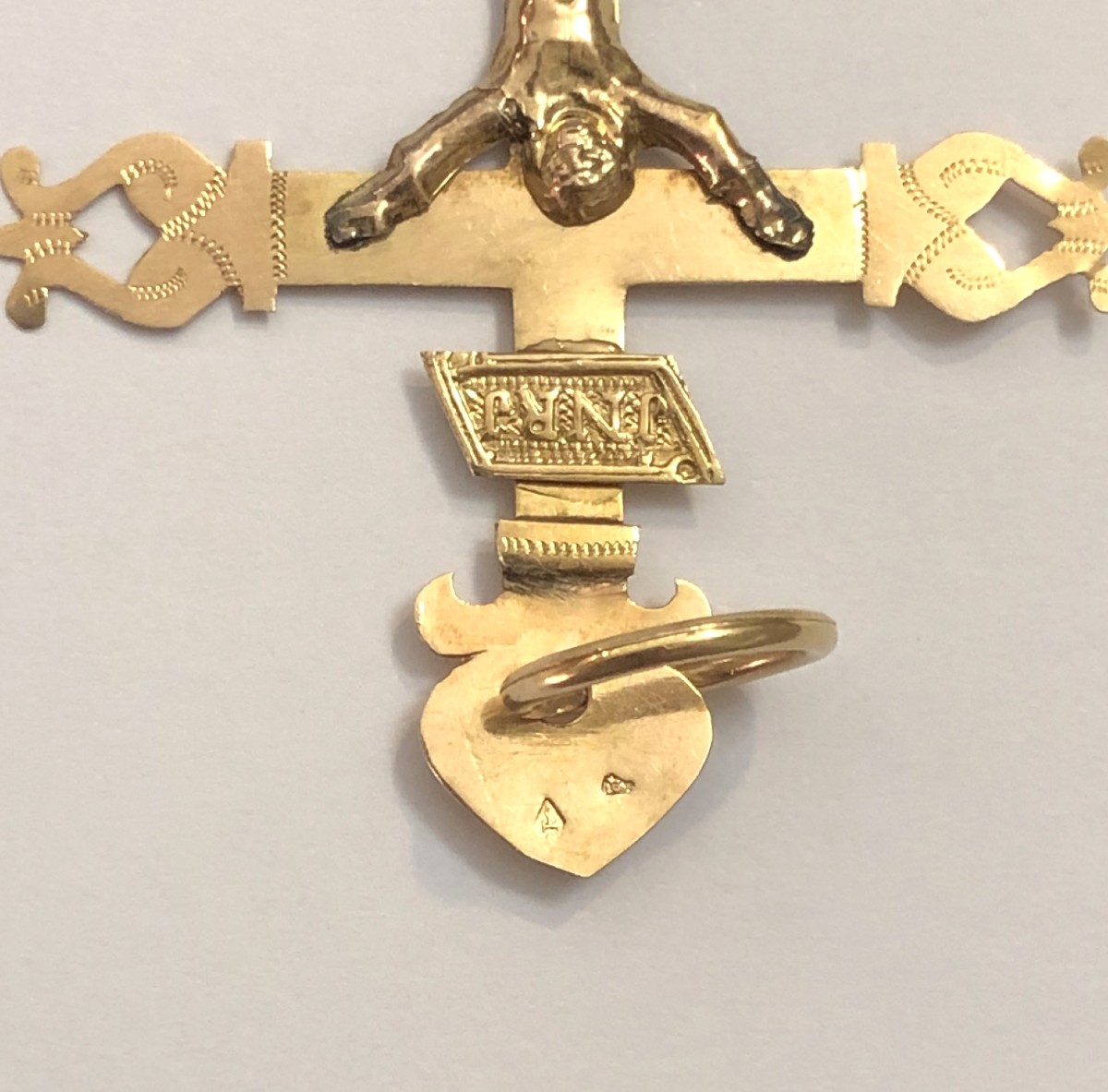 Bijoux ancien - pendentif régional croix d'abbesse ou croix Jeannette en or 18 carats -photo-4
