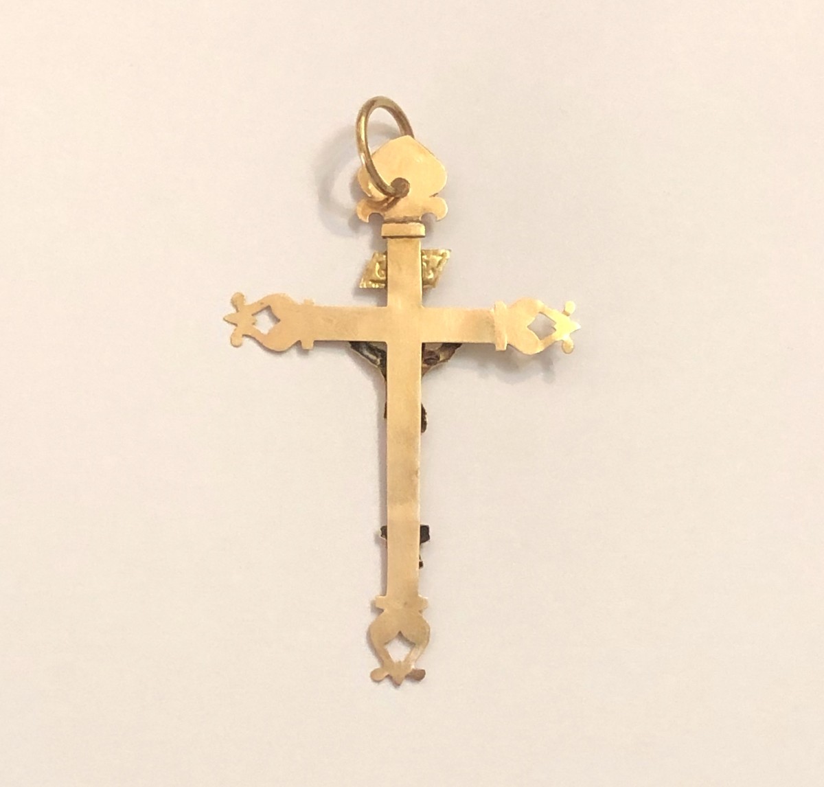 Bijoux ancien - pendentif régional croix d'abbesse ou croix Jeannette en or 18 carats -photo-1