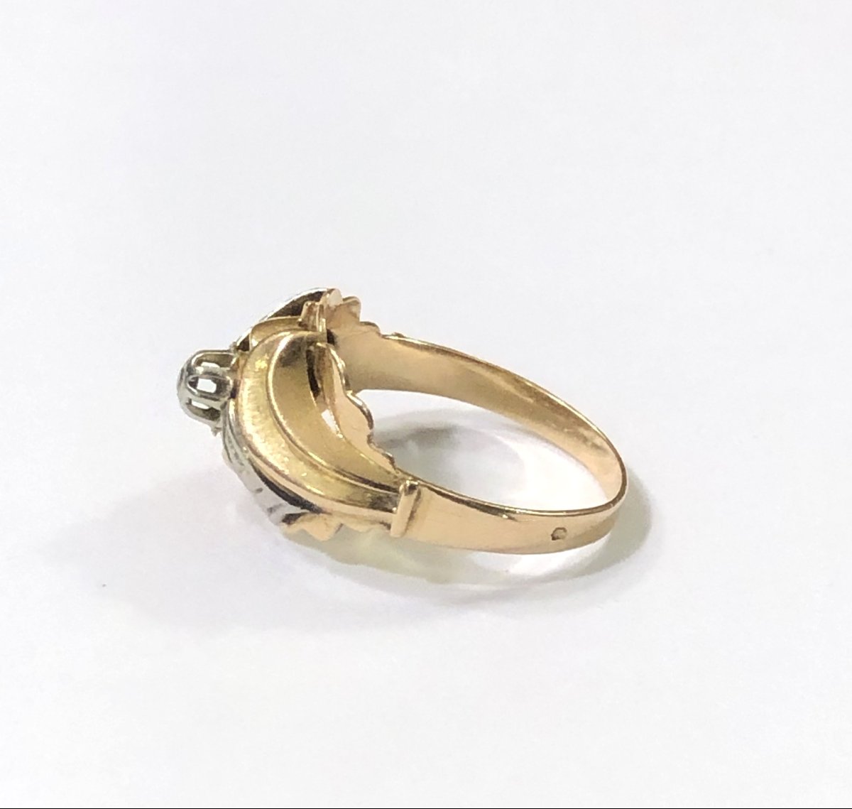 Antique Jewelry - 18-carat Gold Ring Set With A Diamond - Size 58-photo-1