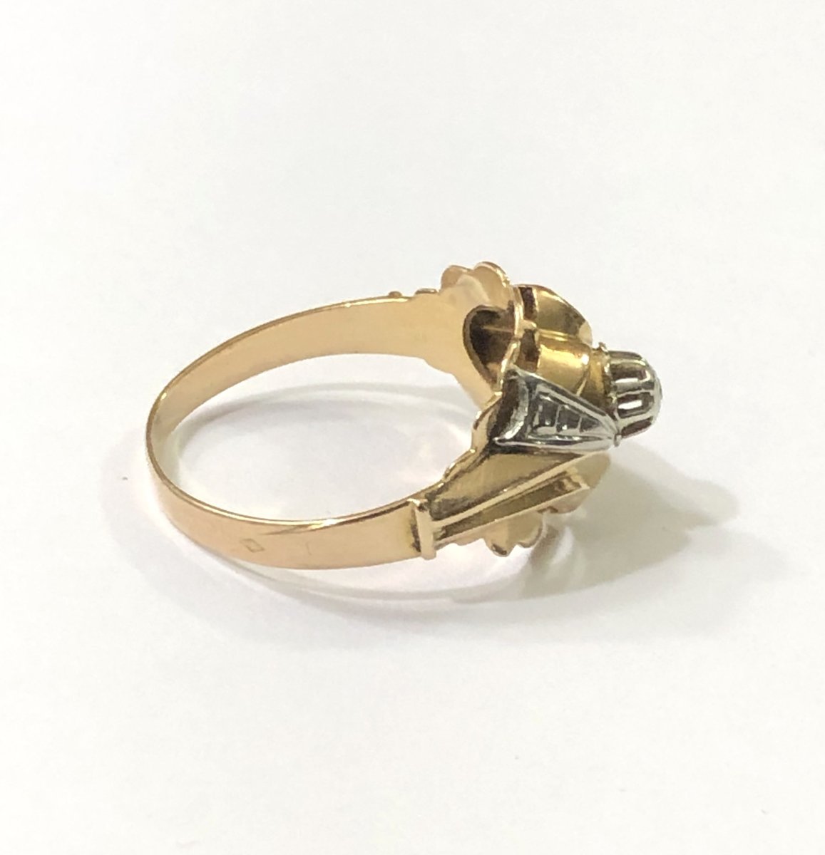 Antique Jewelry - 18-carat Gold Ring Set With A Diamond - Size 58-photo-3