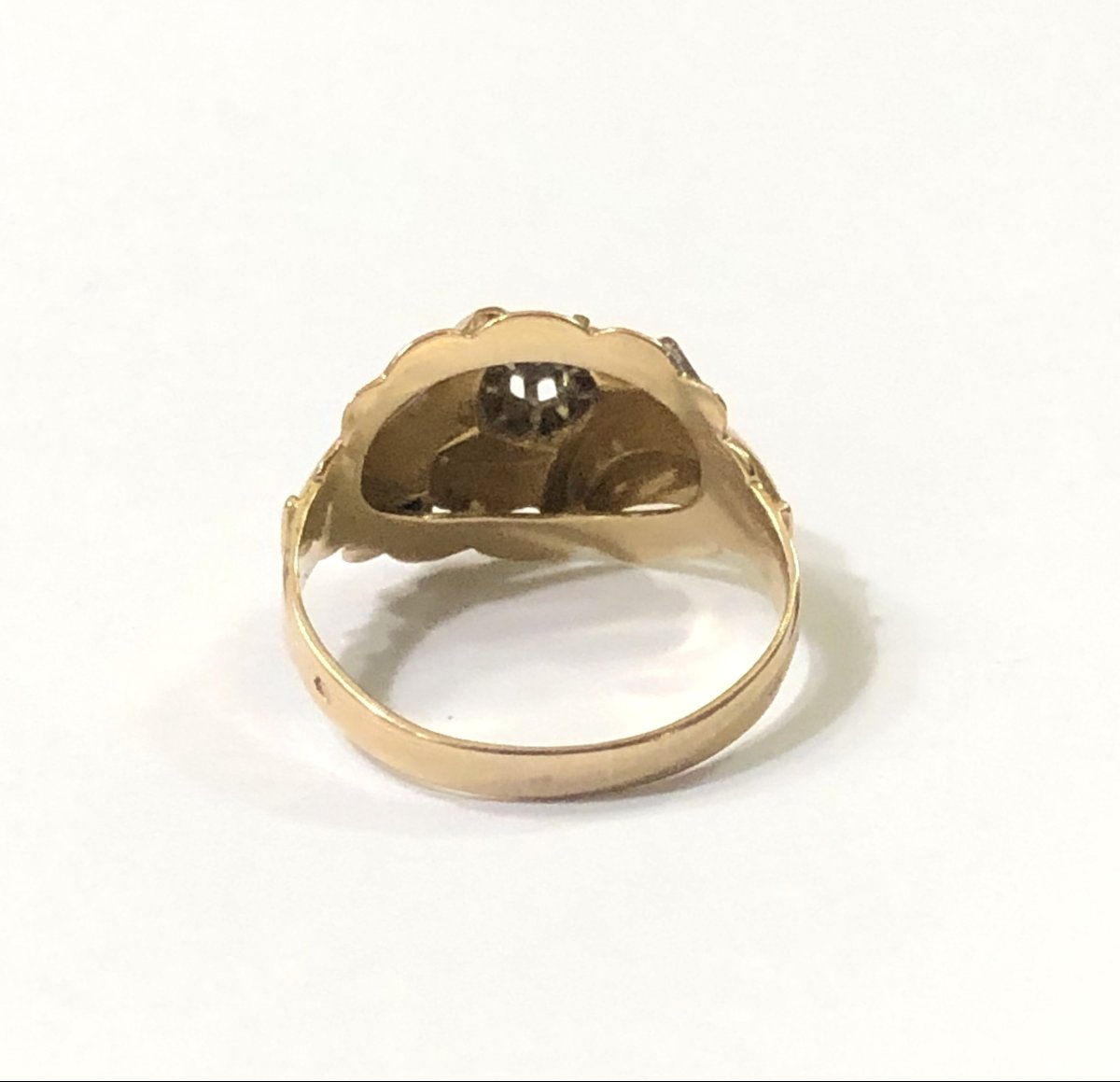 Antique Jewelry - 18-carat Gold Ring Set With A Diamond - Size 58-photo-4