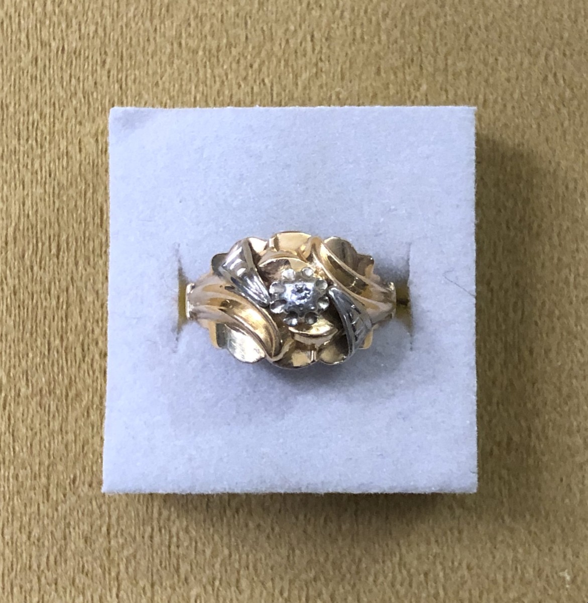 Antique Jewelry - 18-carat Gold Ring Set With A Diamond - Size 58-photo-5