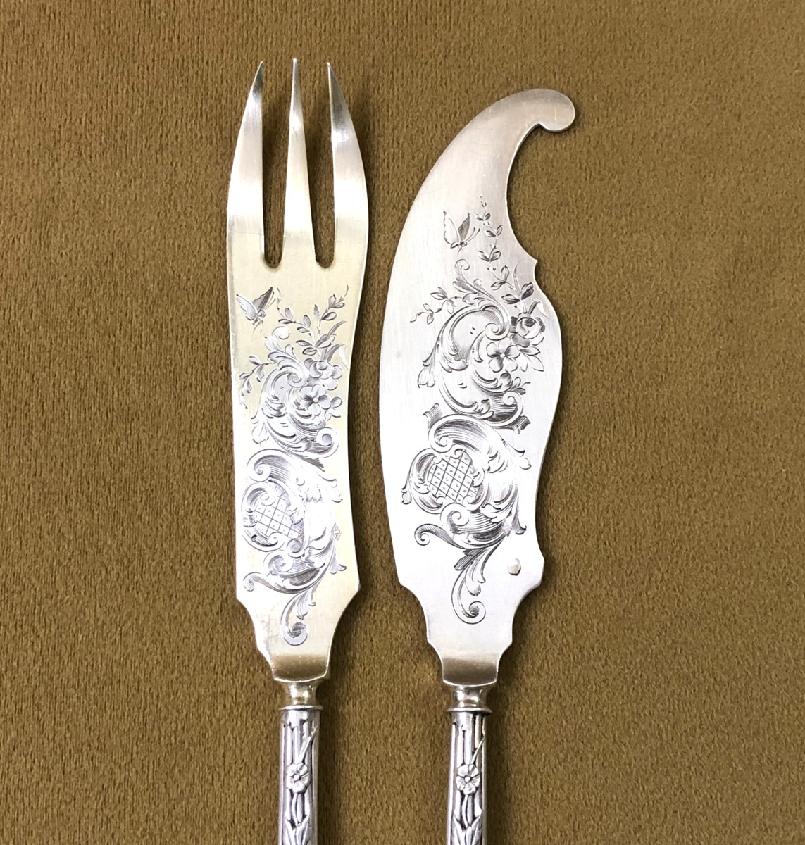 HENRY GABERT - couvert de service à foie en argent massif MINERVE-photo-4