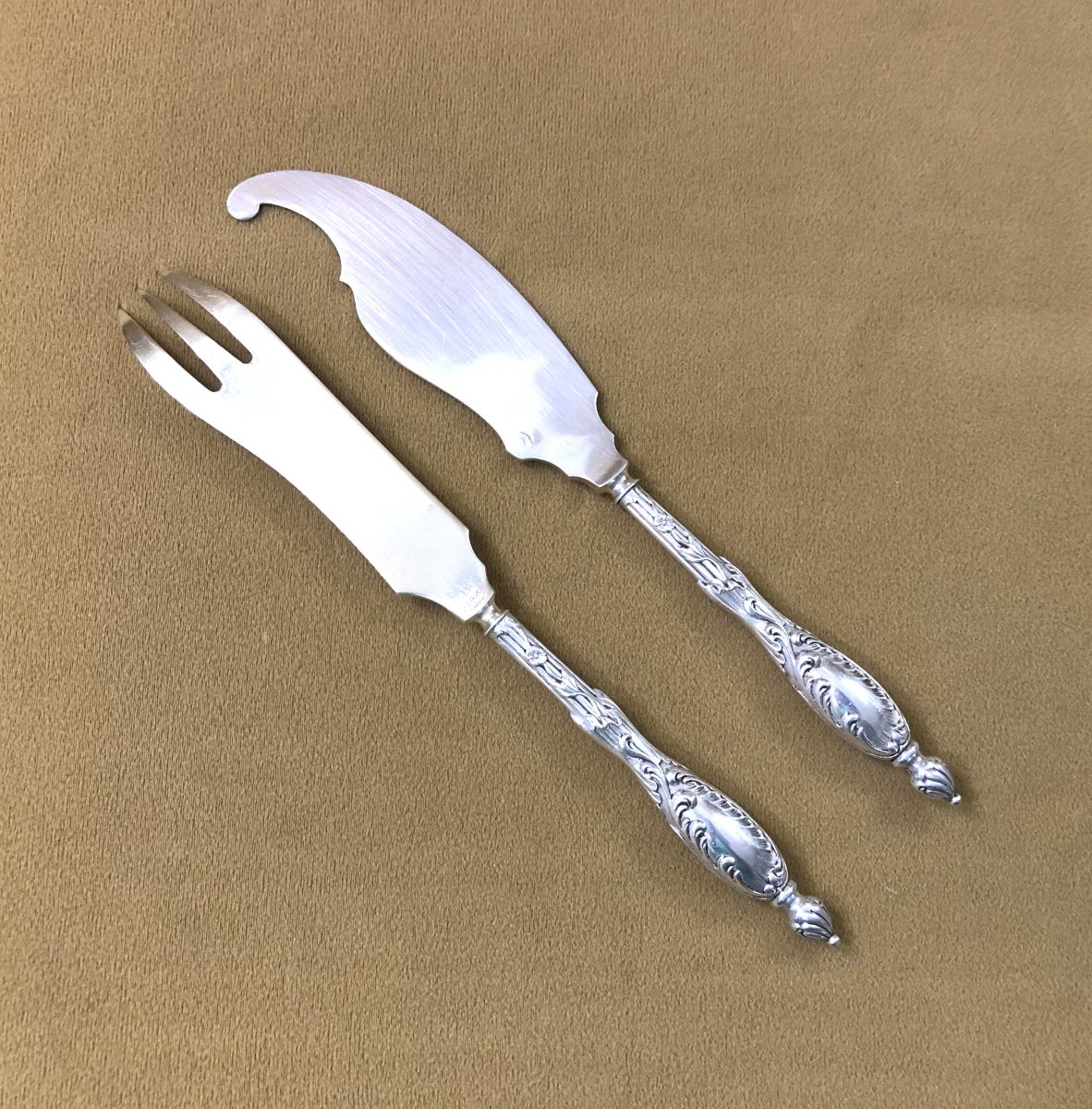 HENRY GABERT - couvert de service à foie en argent massif MINERVE-photo-5