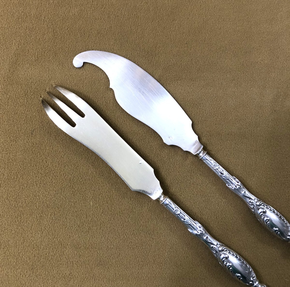 HENRY GABERT - couvert de service à foie en argent massif MINERVE-photo-7