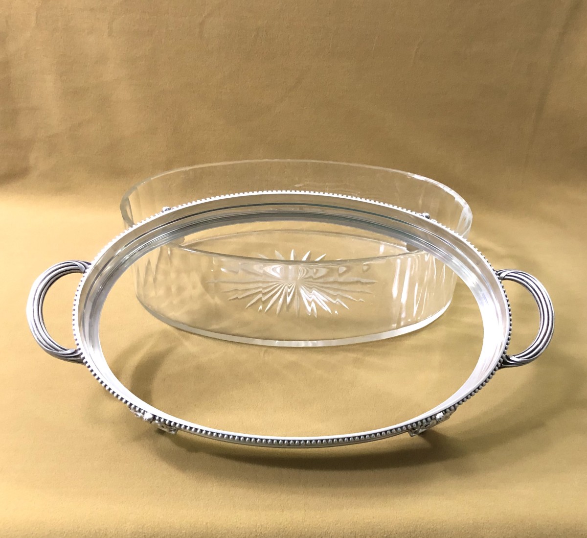 Antique Louis XVI Table Centerpiece In Solid Silver Minerve And Crystal-photo-4
