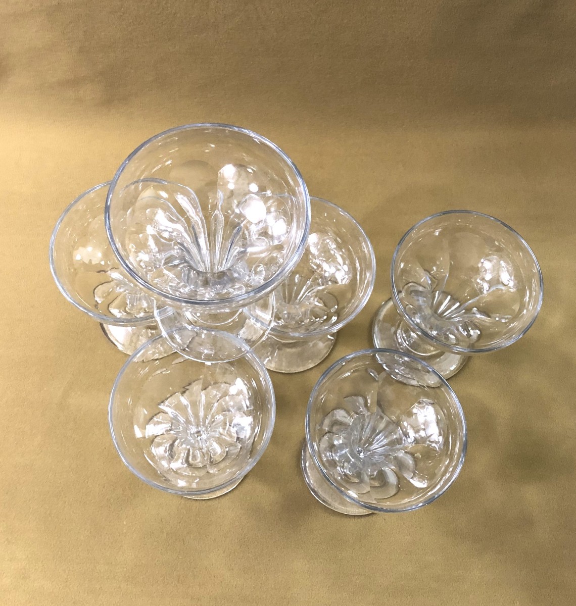 6 Champenoises Cut Crystal Champagne Glasses With Hollow Stems-photo-1