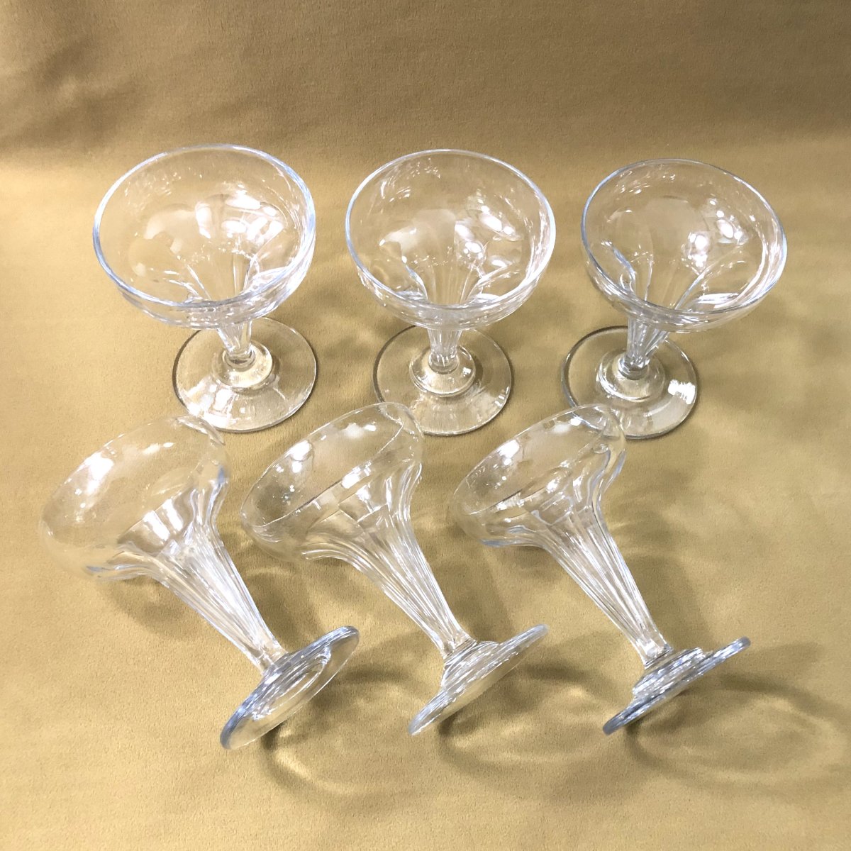 6 Champenoises Cut Crystal Champagne Glasses With Hollow Stems-photo-2