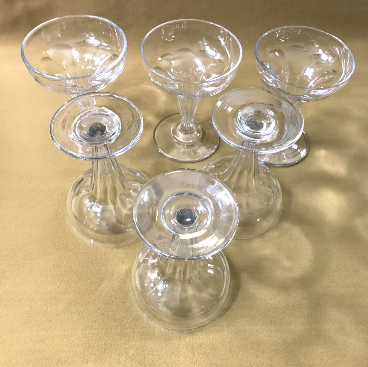 6 Champenoises Cut Crystal Champagne Glasses With Hollow Stems-photo-4
