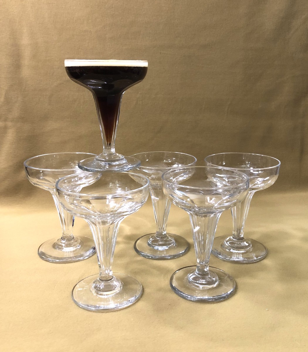 6 Champenoises Cut Crystal Champagne Glasses With Hollow Stems