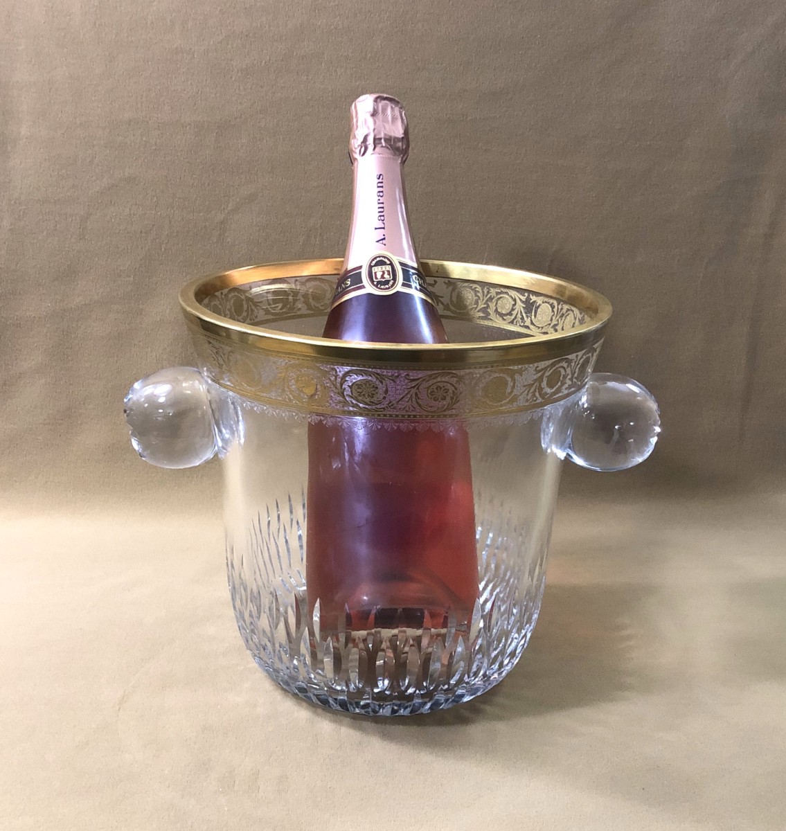 SAINT LOUIS - seau à champagne en cristal signé, modèle THISTLE OR-photo-2