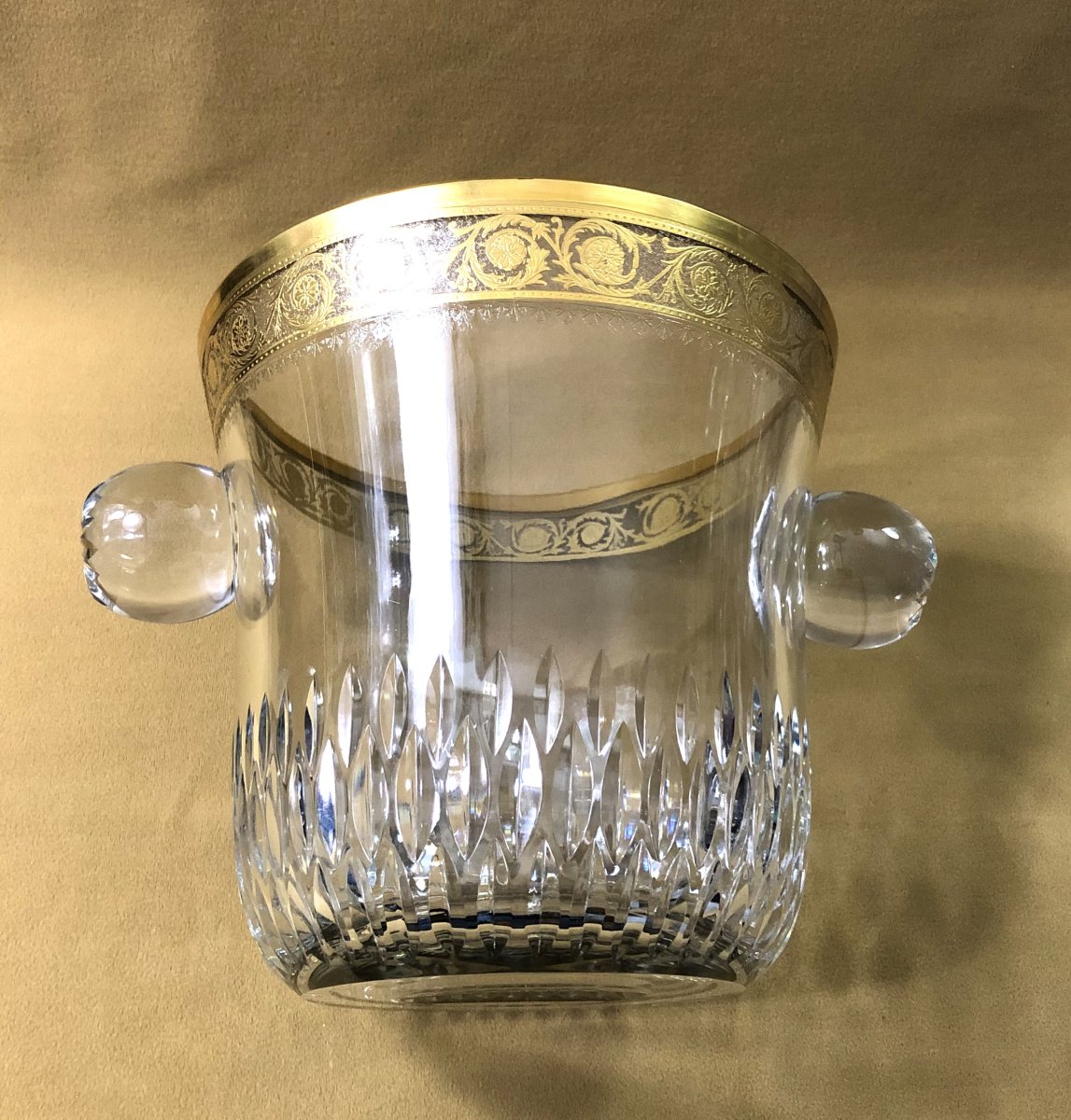 SAINT LOUIS - seau à champagne en cristal signé, modèle THISTLE OR-photo-3