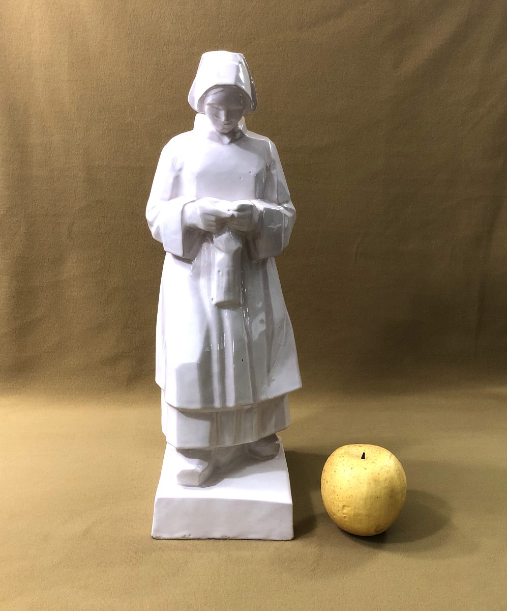 BACHELET Emile Just - sculpture / statue FEMME DU CAP en faïence signée HENRIOT QUIMPER-photo-2