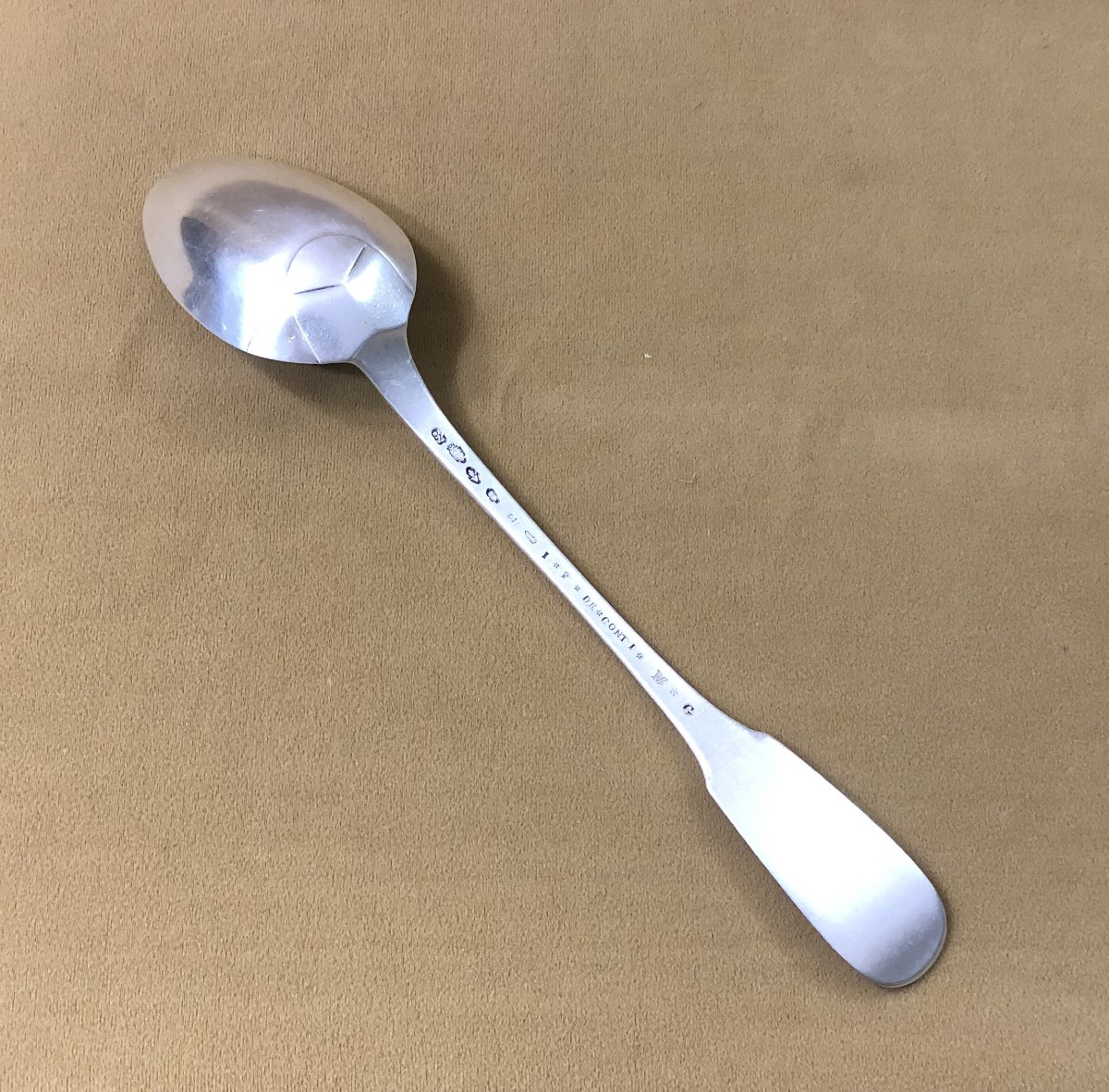 Rondot In Troyes - Solid Silver Stew Spoon, 18th Century Farmers General Hallmarks