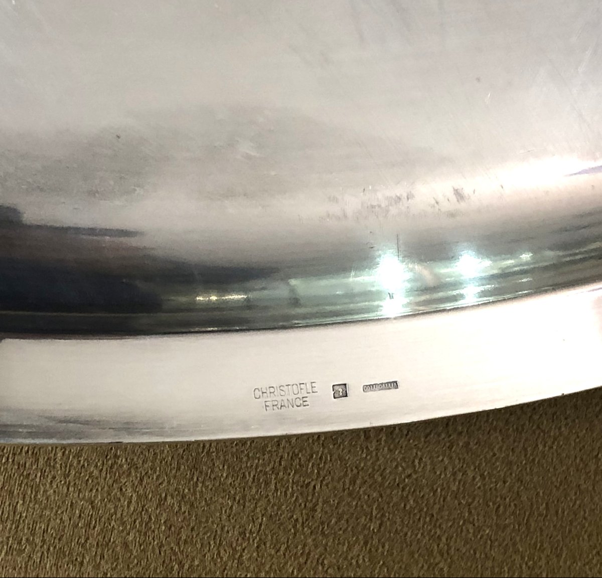 Christofle - Oval Silver-plated Metal Serving Tray, Malmaison Empire Pattern.-photo-4