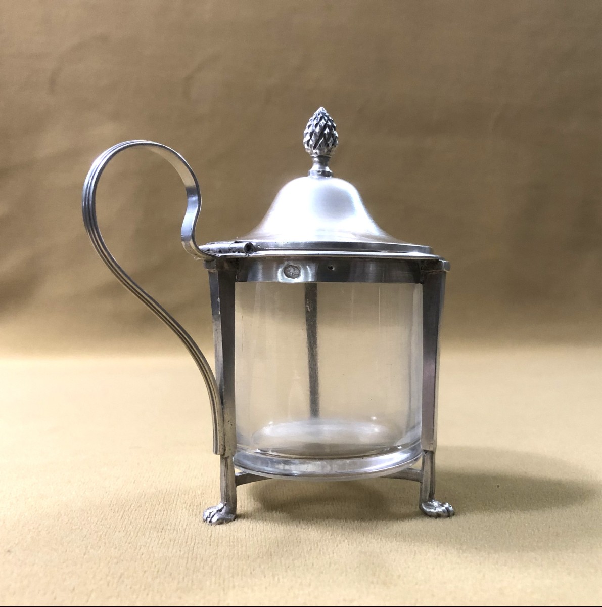 Solid Silver Mustard Pot From The Empire-consulate Period, Rooster Hallmark-photo-2
